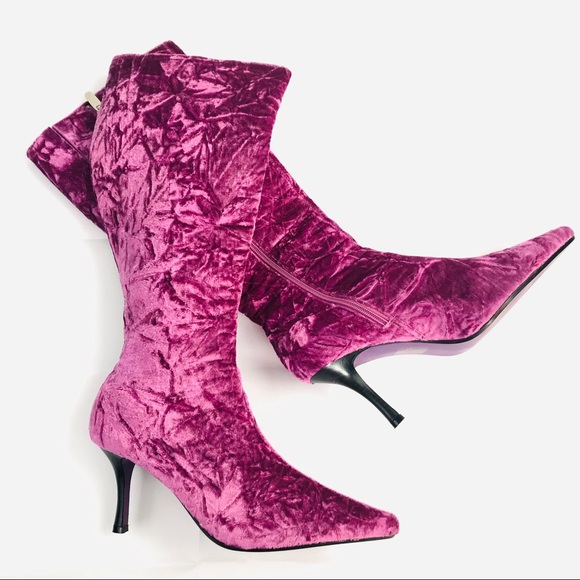 Suzanne Somers Shoes - Suzanne Somers Pink Crushed Velvet Boots